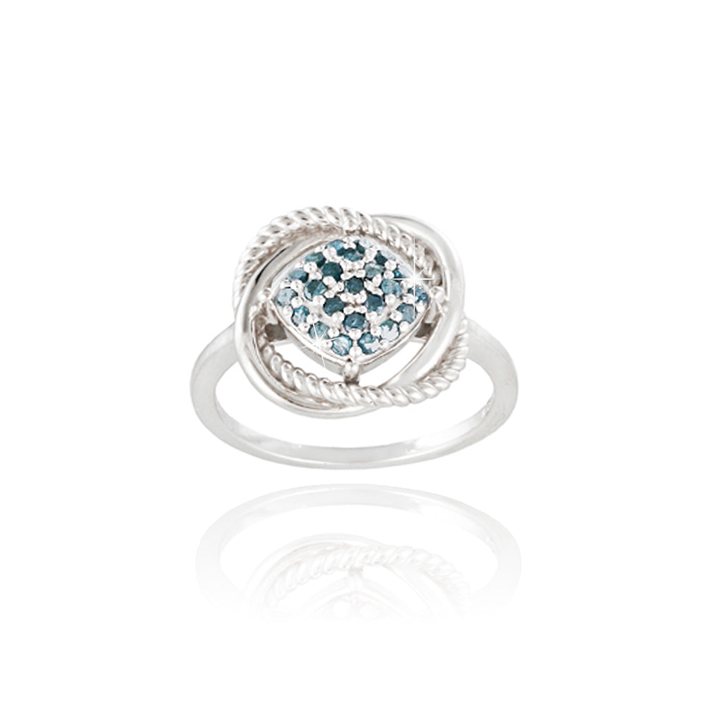 Sterling Silver 1/4ct Blue Diamond Love Knot Ring