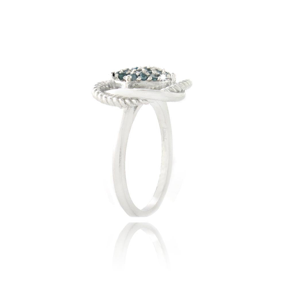 Sterling Silver 1/4ct Blue Diamond Love Knot Ring-2