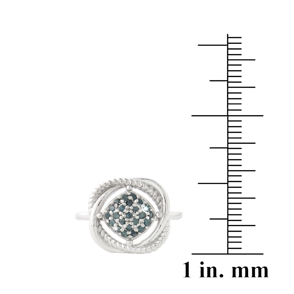 Sterling Silver 1/4ct Blue Diamond Love Knot Ring-3
