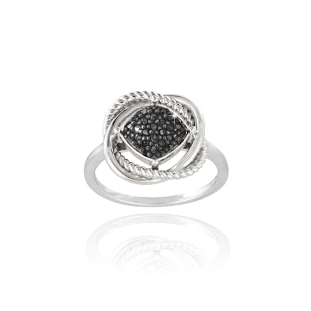 Sterling Silver 1/4ct Black Diamond Love Knot Ring