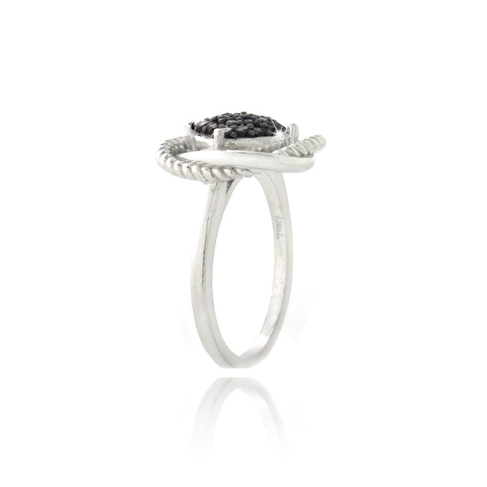 Sterling Silver 1/4ct Black Diamond Love Knot Ring-2