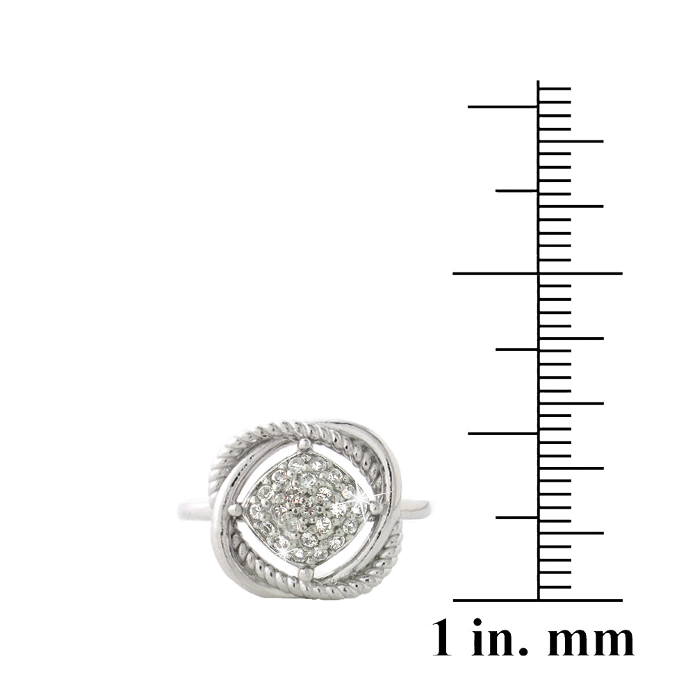Sterling Silver 3/4ct White Topaz Love Knot Ring-3