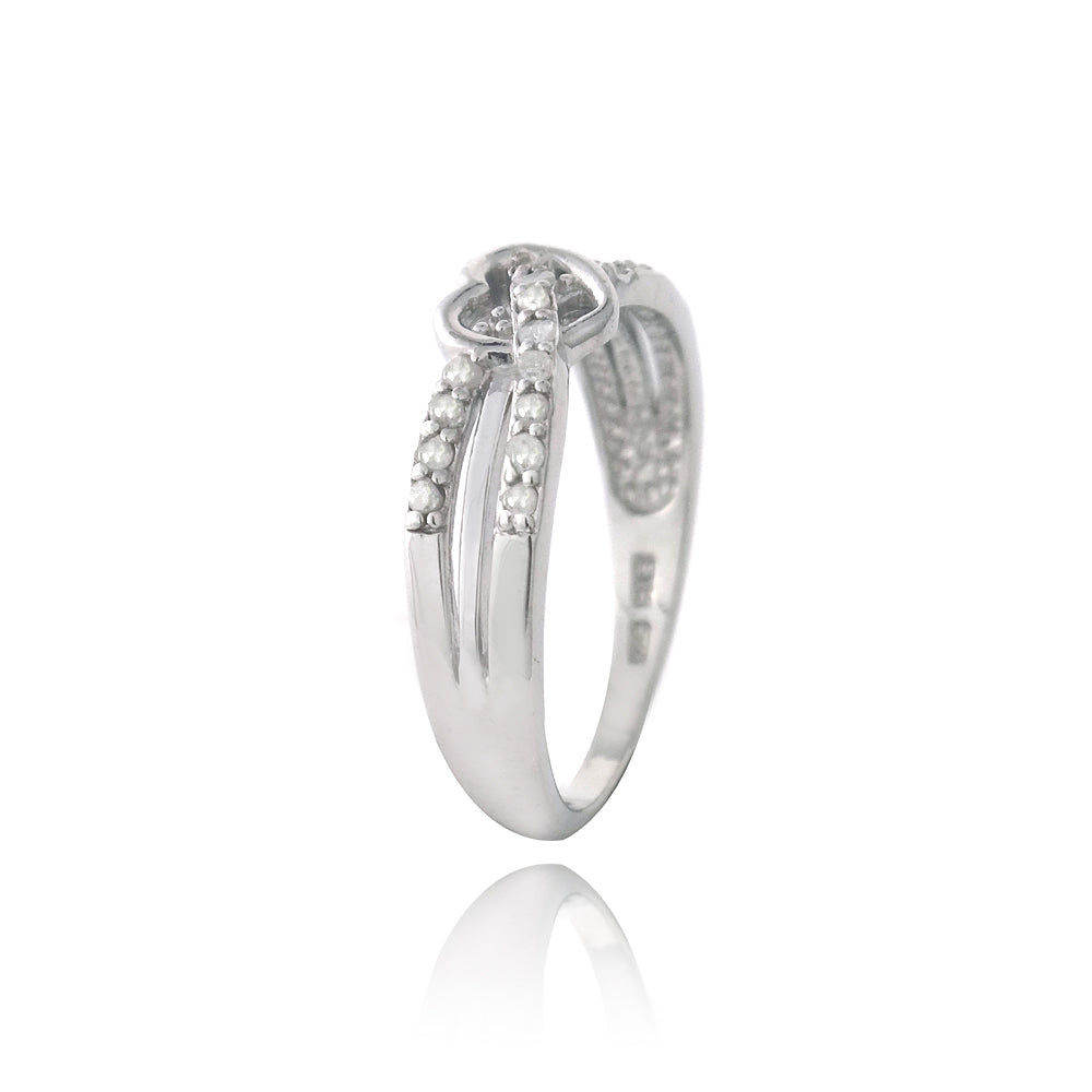 Sterling Silver 1/ ct Diamond Twist & Heart Promise Ring-2