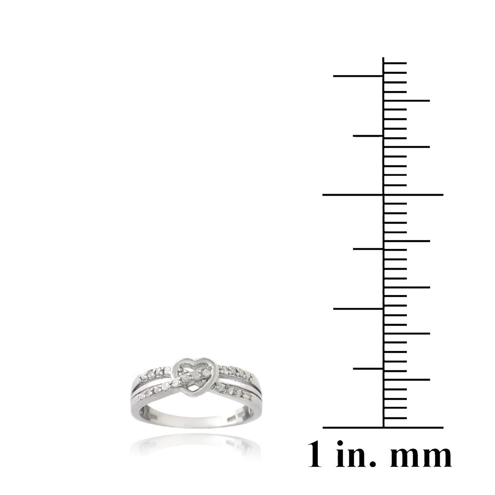 Sterling Silver 1/ ct Diamond Twist & Heart Promise Ring-3