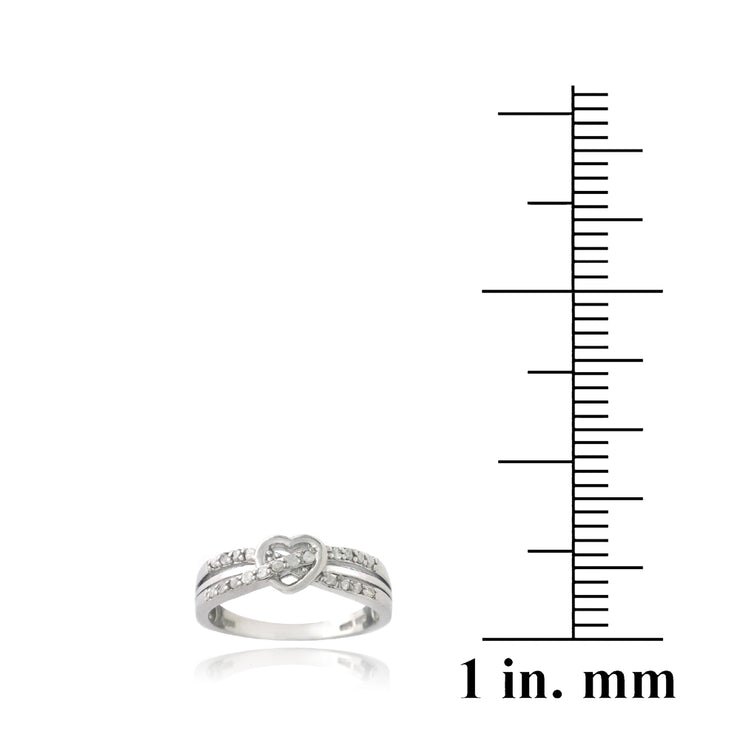 Sterling Silver 1/ ct Diamond Twist & Heart Promise Ring