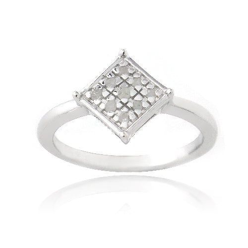 Sterling Silver 1/ ct Diamond Diamond-Shape Promise Ring