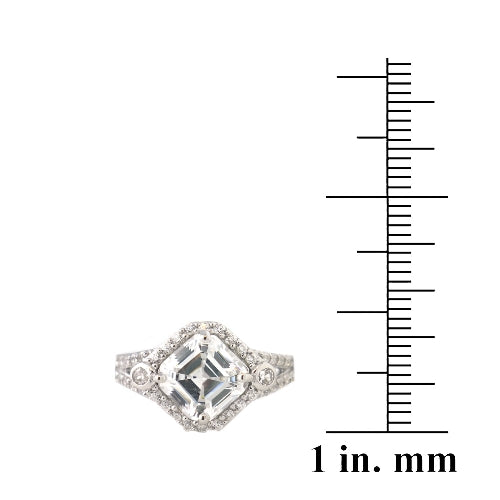 Sterling Silver 3ct Asscher Cut CZ Geometric Split Shank Ring-3