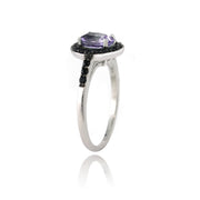 Sterling Silver 1.3ct Amethyst & Black Spinel Oval Ring