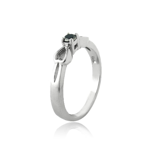 Sterling Silver 1/ ct Black Diamond & Heart Promise Ring-2