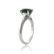 Sterling Silver 2.ct Created Green Quartz Round Solitaire Ring