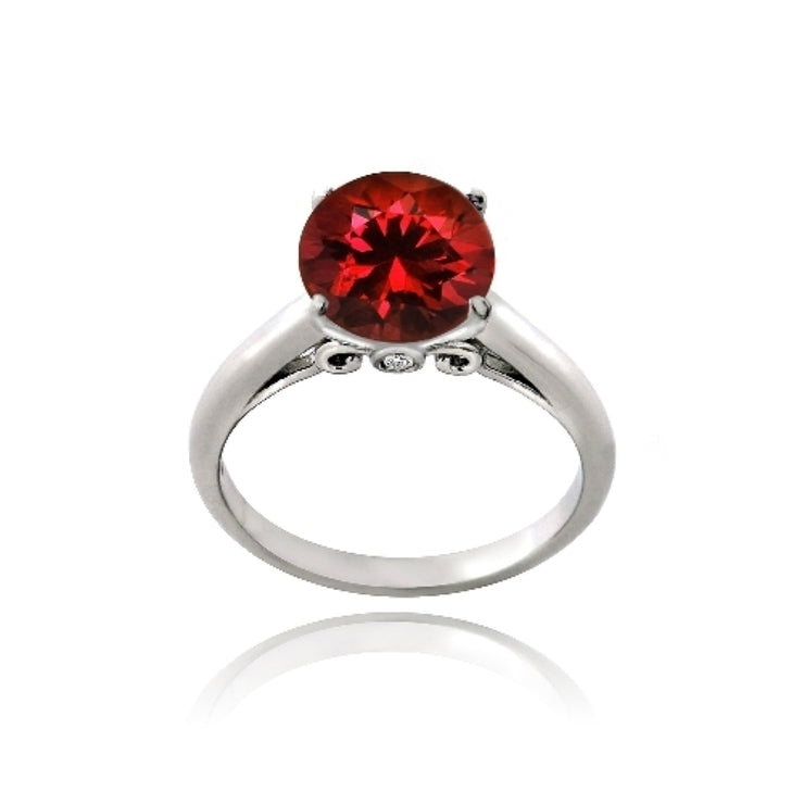 Sterling Silver 2.2ct Created Ruby Round Solitaire Ring