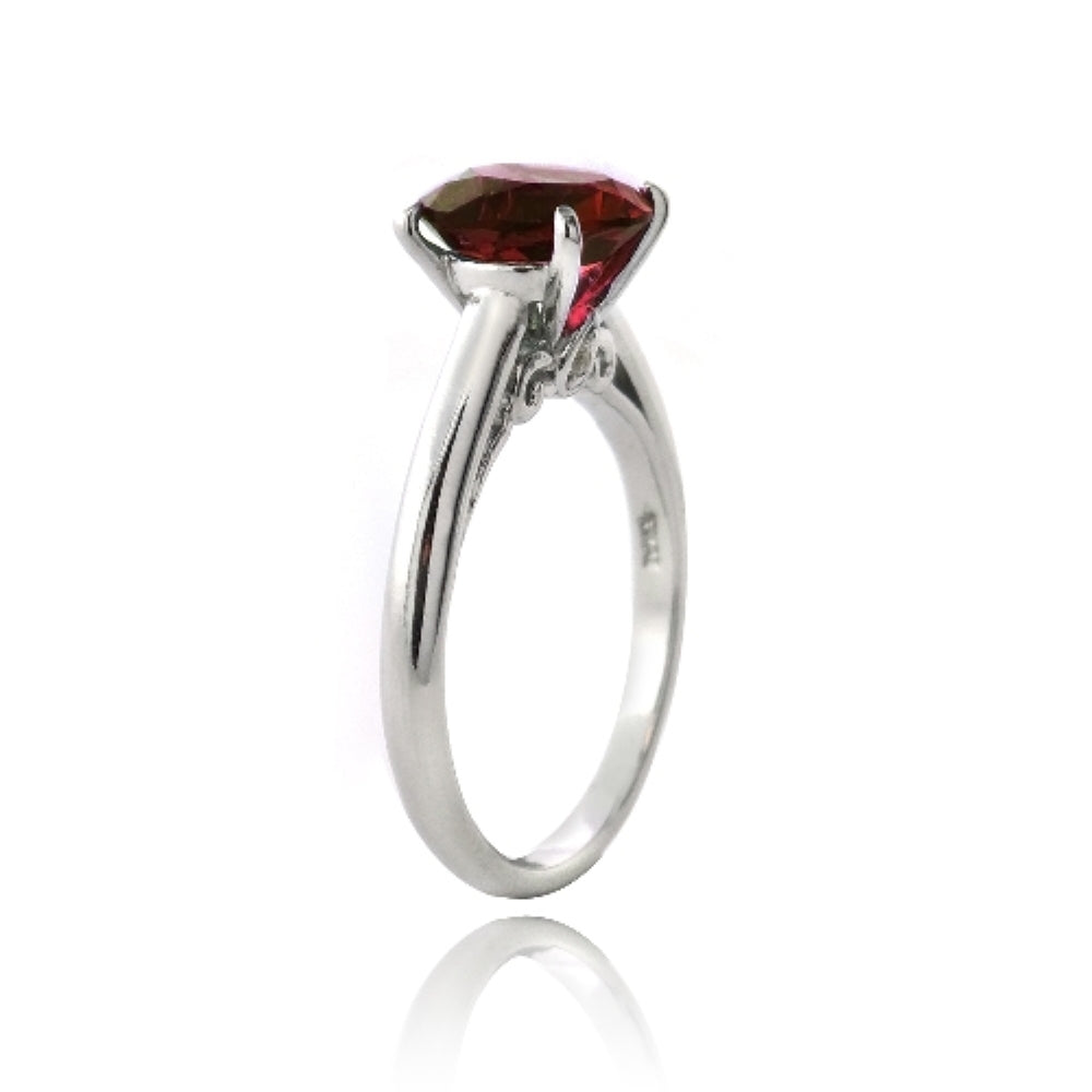 Sterling Silver 2.2ct Created Ruby Round Solitaire Ring-2
