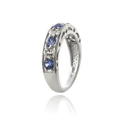Sterling Silver 1.2ct Violet CZ & Created White Sapphire Half-Eternity Band Ring