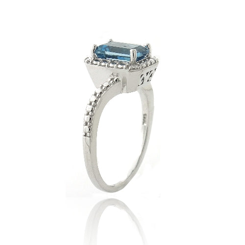 Sterling Silver 1.ct London Blue Topaz & Diamond Accent Emerald-Cut Ring-2