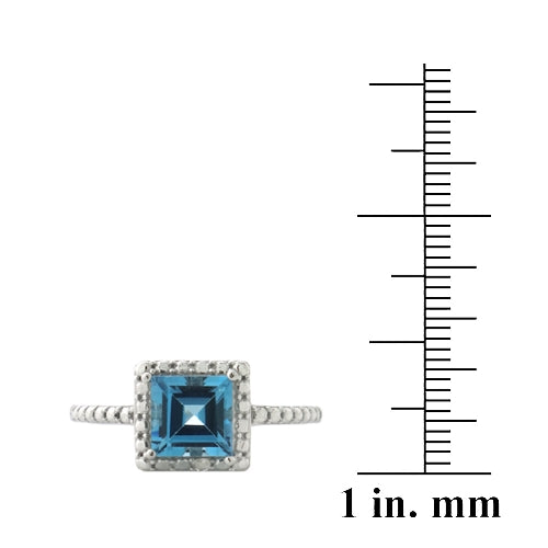 Sterling Silver 1.3ct London Blue Topaz & Diamond Accent Princess-Cut Ring-3