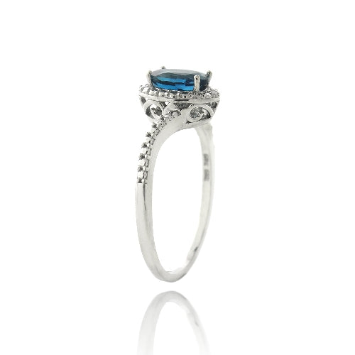 Sterling Silver 1.ct London Blue Topaz & Diamond Accent Oval Ring-2