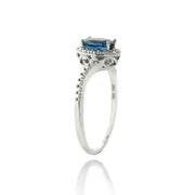 Sterling Silver 1.ct London Blue Topaz & Diamond Accent Oval Ring