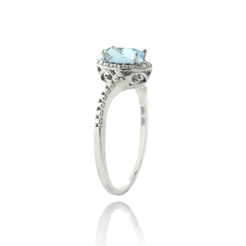 Sterling Silver 1.ct Swiss Blue Topaz & Diamond Accent Oval Ring