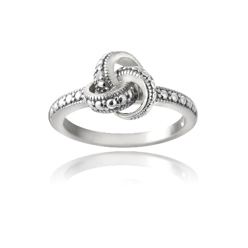 Sterling Silver Love Knot Diamond Accent Promise Ring