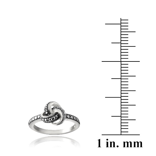 Sterling Silver Love Knot Black Diamond Accent Promise Ring