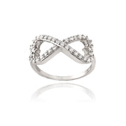 Sterling Silver CZ Infinity Hearts Ring
