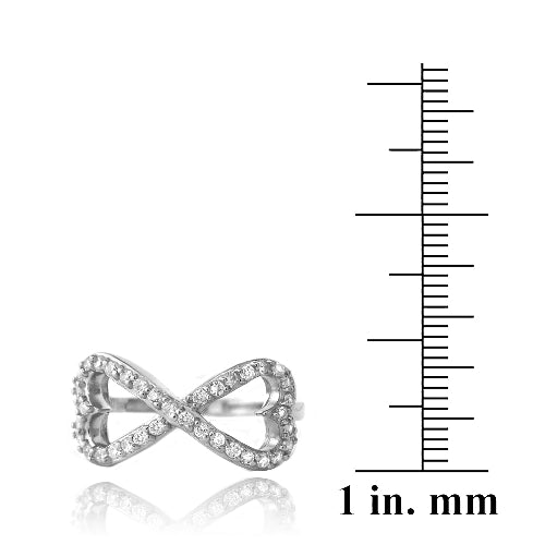 Sterling Silver CZ Infinity Hearts Ring-3
