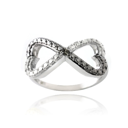 Sterling Silver Black Diamond Accent Infinity Hearts Ring