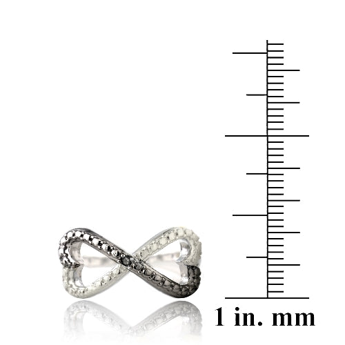 Sterling Silver Black Diamond Accent Infinity Hearts Ring-3