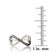 Sterling Silver Black Diamond Accent Infinity Hearts Ring