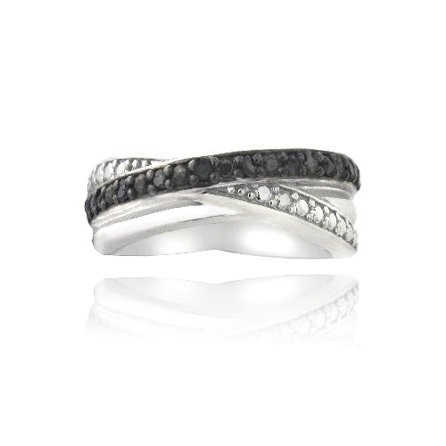 Sterling Silver 1/ ct Black Diamond Crossover Ring