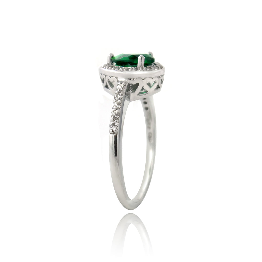 Sterling Silver Created Green Quartz & White Sapphire Teardrop Ring-2