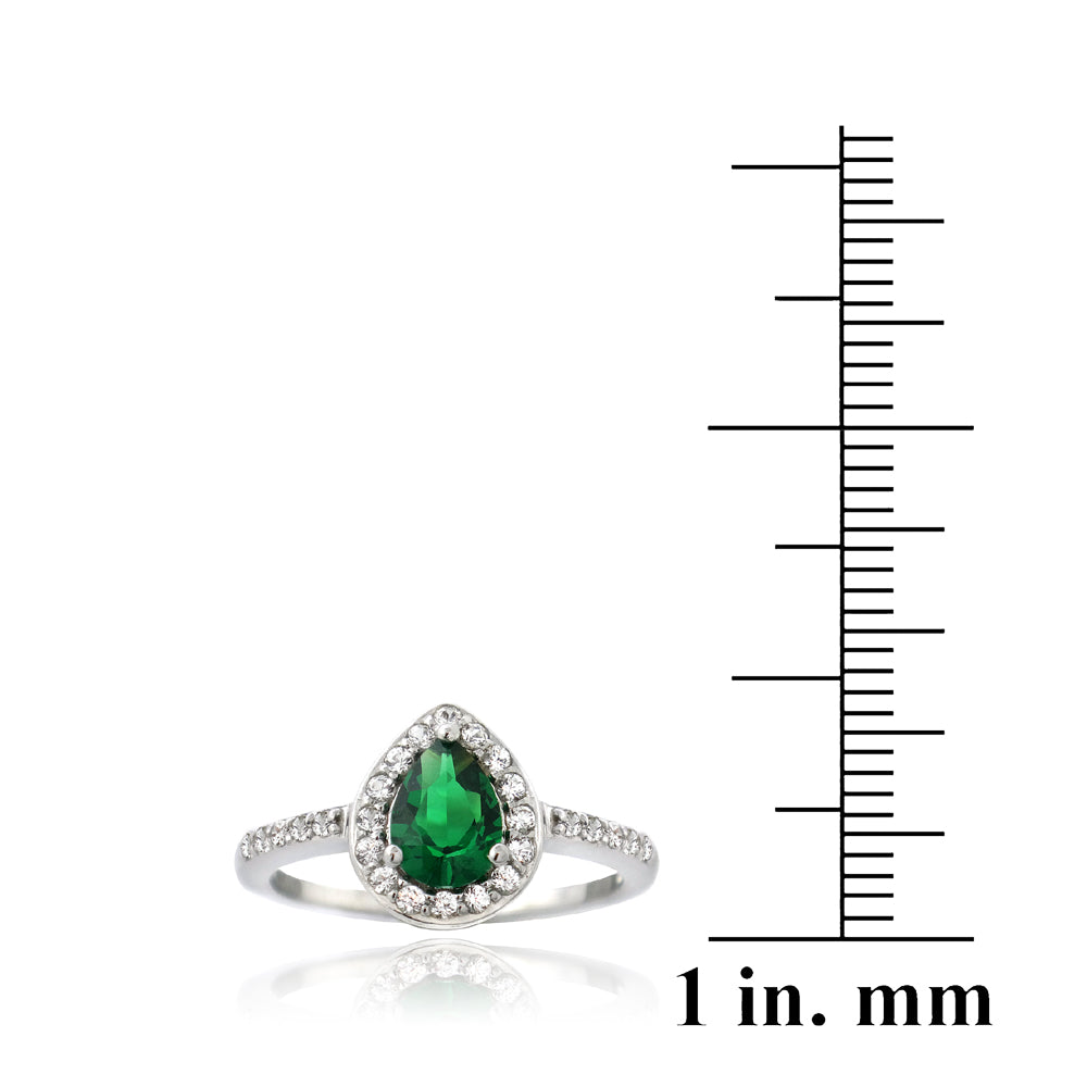 Sterling Silver Created Green Quartz & White Sapphire Teardrop Ring-3