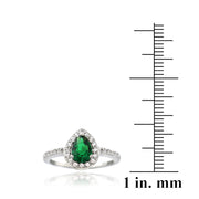 Sterling Silver Created Green Quartz & White Sapphire Teardrop Ring