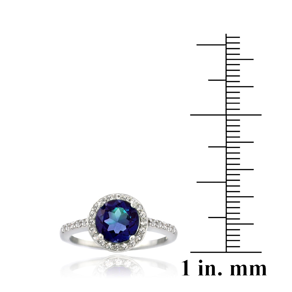 Sterling Silver Created Blue & White Sapphire Round Ring-3