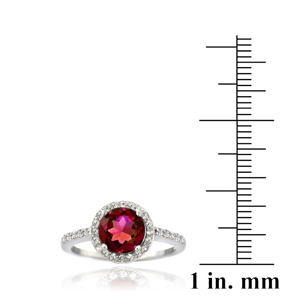 Sterling Silver Created Ruby & White Sapphire Round Ring-3