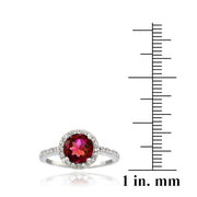 Sterling Silver Created Ruby & White Sapphire Round Ring