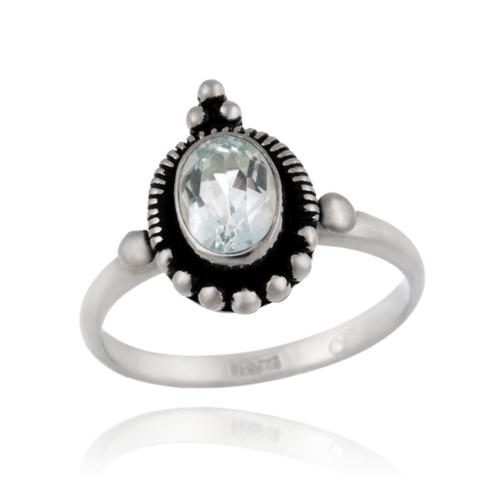 Sterling Silver Blue Topaz Oval Vintage Ring