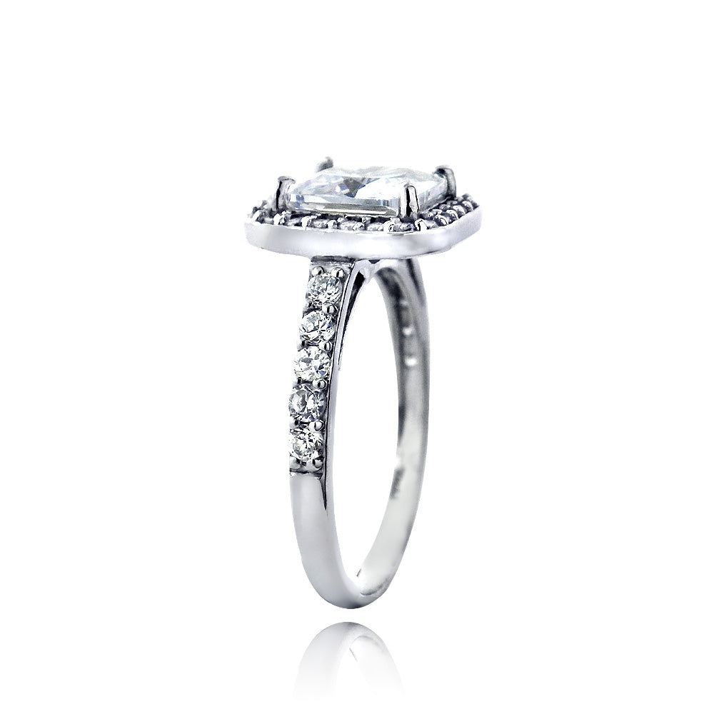 Sterling Silver CZ Square Halo Band Ring-2