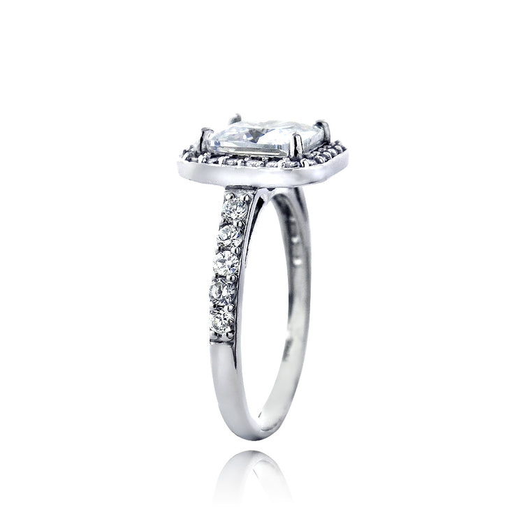 Sterling Silver CZ Square Halo Band Ring