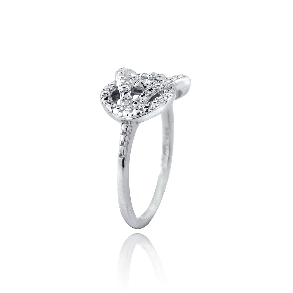 Sterling Silver Diamond Accent Love Knot & Flower Ring-2