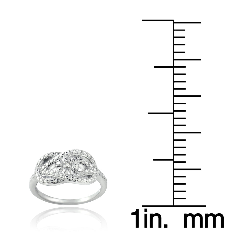 Sterling Silver Diamond Accent Love Knot & Flower Ring-3