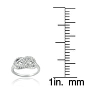 Sterling Silver Diamond Accent Love Knot & Flower Ring