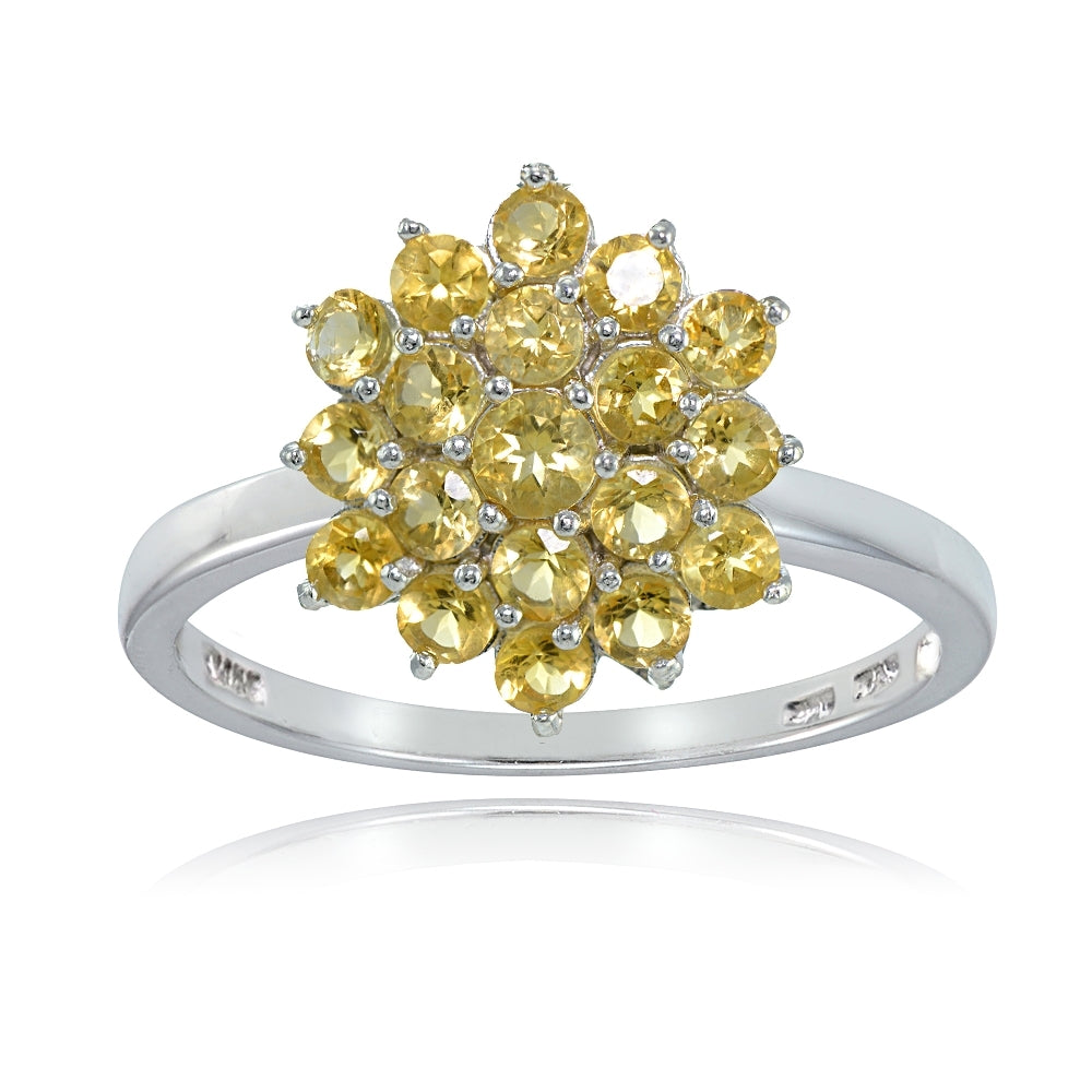Sterling Silver Genuine Citrine Flower Ring