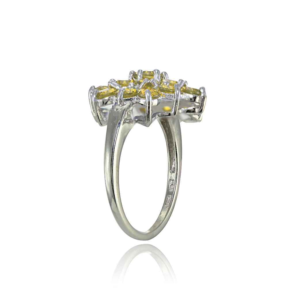 Sterling Silver Genuine Citrine Flower Ring-2