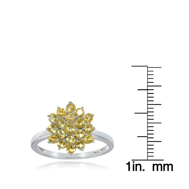 Sterling Silver Genuine Citrine Flower Ring