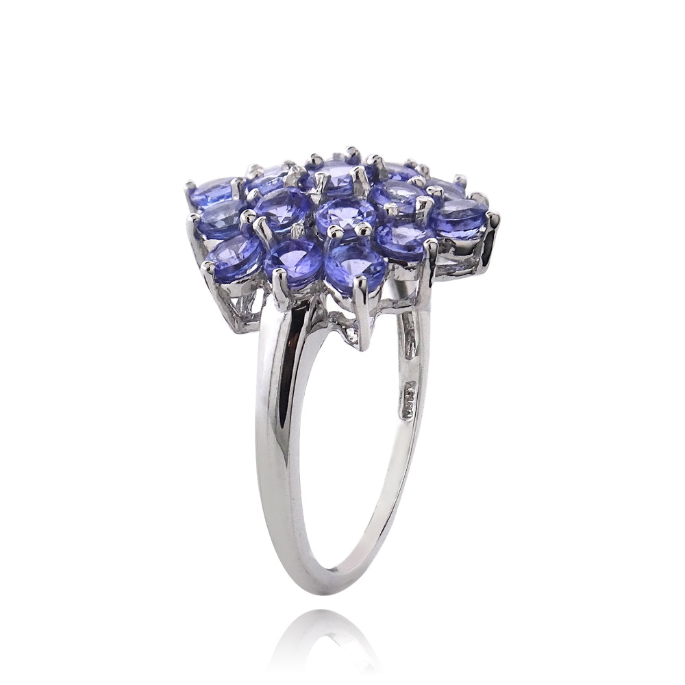 Sterling Silver 2.ct TGW Tanzanite Flower Ring-2