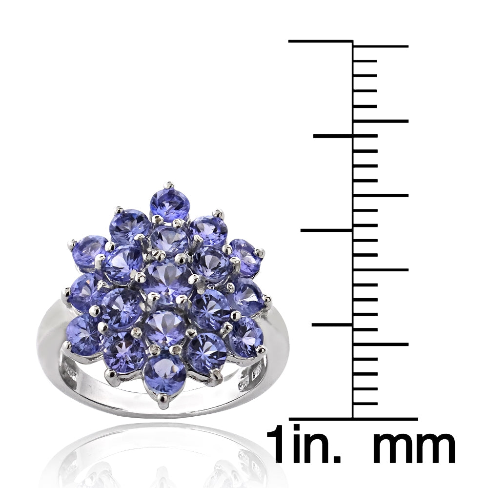 Sterling Silver 2.ct TGW Tanzanite Flower Ring-3