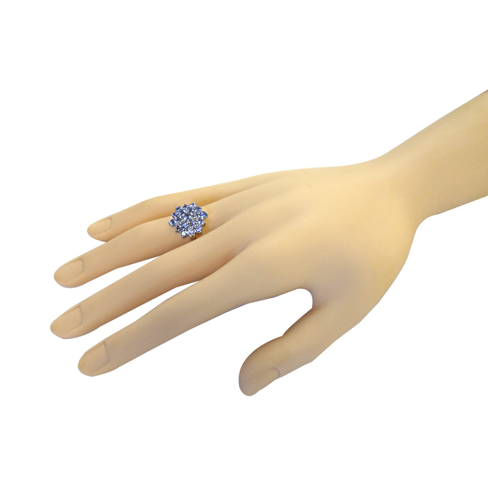 Sterling Silver 2.ct TGW Tanzanite Flower Ring-4