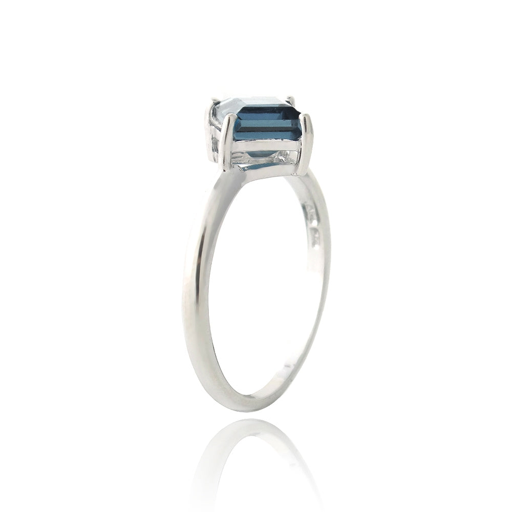 Sterling Silver Square London Blue Topaz Diamond Shape Ring-2