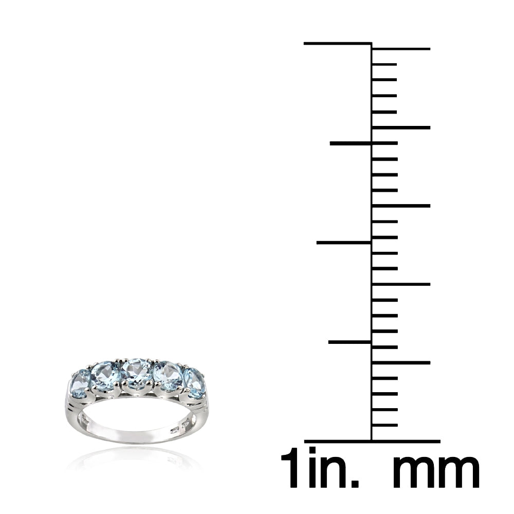 Sterling Silver Aquamarine Half Eternity Band Ring-3